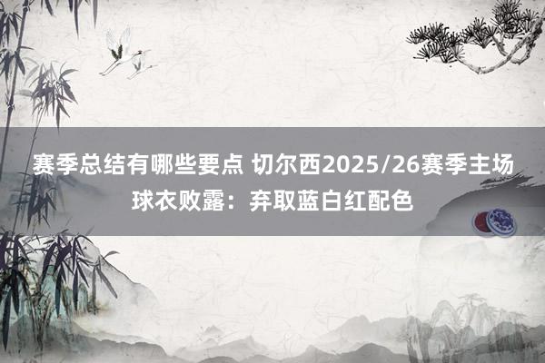 赛季总结有哪些要点 切尔西2025/26赛季主场球衣败露：弃取蓝白红配色