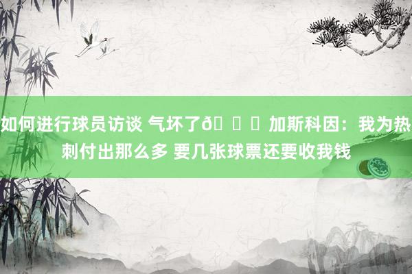 如何进行球员访谈 气坏了😅加斯科因：我为热刺付出那么多 要几张球票还要收我钱