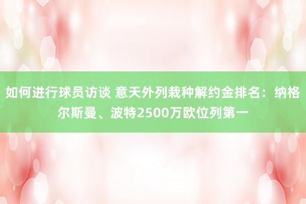 如何进行球员访谈 意天外列栽种解约金排名：纳格尔斯曼、波特2500万欧位列第一