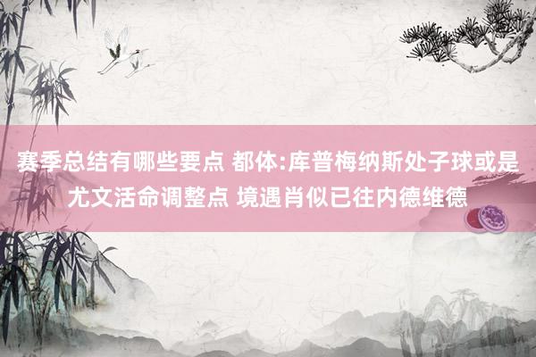 赛季总结有哪些要点 都体:库普梅纳斯处子球或是尤文活命调整点 境遇肖似已往内德维德