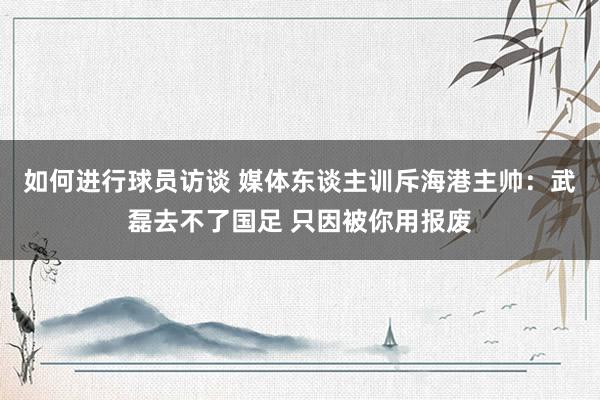 如何进行球员访谈 媒体东谈主训斥海港主帅：武磊去不了国足 只因被你用报废